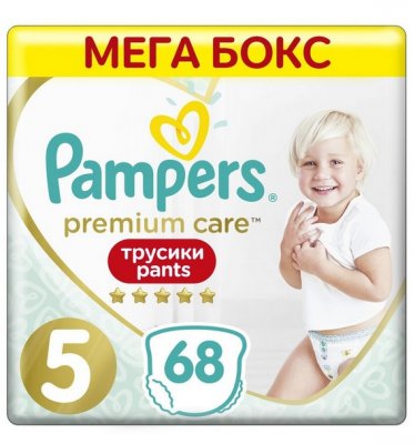 Купить pampers premium care (памперс) подгузники-трусы 5 юниор 12-17кг, 68шт в Городце