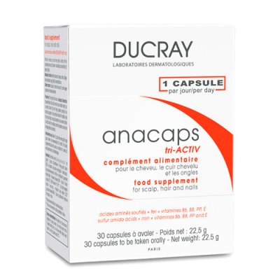 Купить дюкрэ анакапс (ducray аnacaps) три-актив для волос и кожи головы капсулы 30 шт бад в Городце