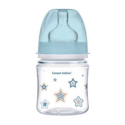 Купить canpol (канпол) бутылочка пластиковая easystart newborn антиколиковая с широким горлом с рождения, 120 мл голубая в Городце