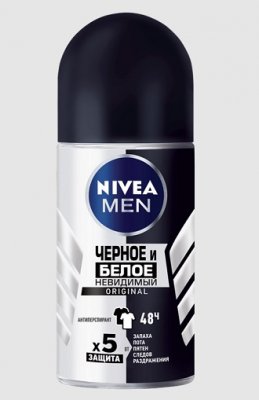 Купить nivea (нивея) для мужчин дезодорант шариковый невидимый черное и белое original, 50мл в Городце