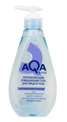 Купить aqa рure (аква пьюр) гель для лица и тела увлажняющий очищающий для нормальной и сухой кожи, 250 мл в Городце
