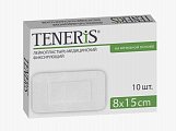 Teneris (Тенерис) пластырь фиксирующий стерильный на нетканой основе с впитывающей подушечкой 8х15см, 10 шт