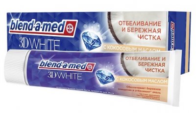 Купить бленд-а-мед (blend a med)зубная паста 3d вайт отбеливание и бережная чистка с кокосовым маслом 100мл в Городце