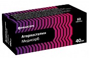 Купить аторвастатин медисорб, таблетки покрытые пленочной оболочкой 40 мг, 60 шт в Городце