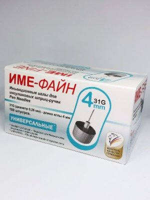 Купить иглы ime-fine для инъекций универсальные для инсулиновых шприц-ручек 31g (0,26мм х 4мм) 100 шт в Городце
