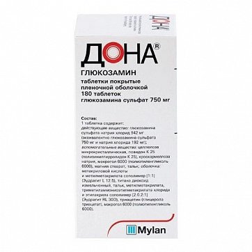 Дона, таблетки, покрытые пленочной оболочкой 750мг, 180шт