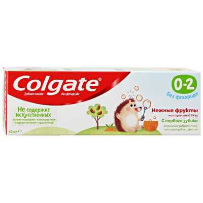 Купить колгейт (colgate) зубная паста детская без фтора с 0-2 лет нежные фрукты, 40мл в Городце