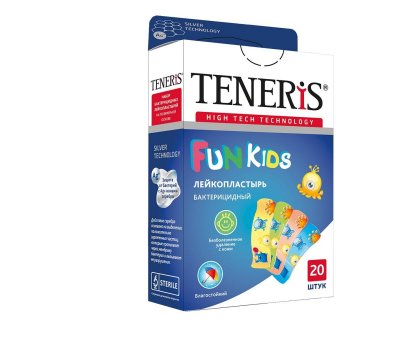 Купить пластырь teneris fun kids бактерицидный на полимерной основе с рисунком, 20 шт в Городце