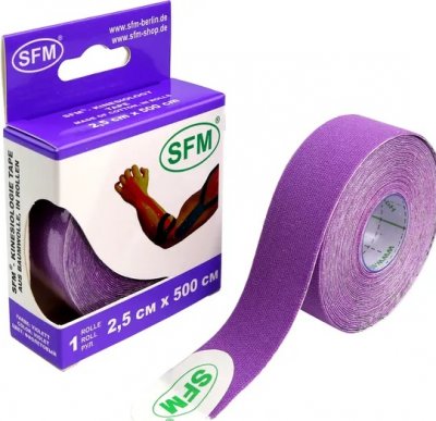 Купить лента (тейп) кинезиологическая sfm-plaster на хлопковой основе  2,5см х 5м фиолетовый в Городце