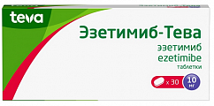 Купить эзетимиб-тева, таблетки 10мг 30шт в Городце
