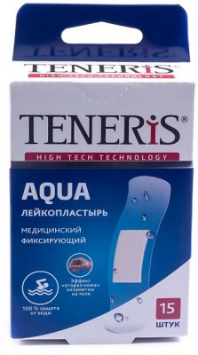 Купить пластырь teneris aqua (тенерис) водостойкий фиксирующий полимерная основа, 15 шт в Городце