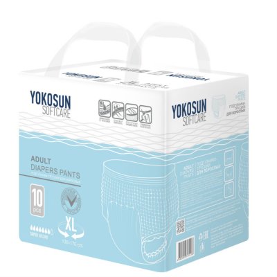 Купить yokosun (йокосан) подгузники-трусики для взрослых размер xl (объем 130-170см) 10 шт в Городце