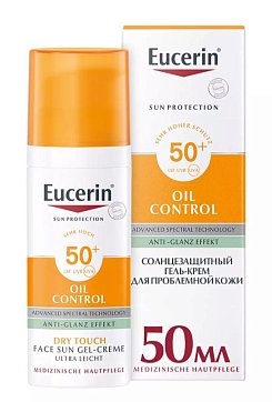 Eucerin (Эуцерин) Солнцезащитный гель-крем для проблемной кожи лица SPF 50+, 50 мл