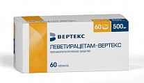 Купить леветирацетам-вертекс, таблетки покрытые пленочной оболочкой 500 мг, 60 шт в Городце