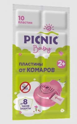 Купить пикник (picnic) baby пластинки от комаров, 10 шт в Городце