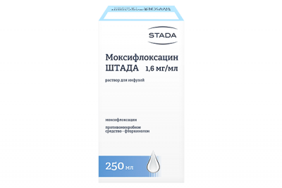 Купить моксифлоксацин-штада, р-р д/инф. 1.6 мг/мл фл 250мл (хемомонт д.о.о., черногория) в Городце