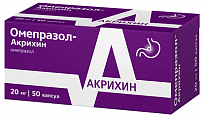 Купить омепразол-акрихин, капсулы кишечнорастворимые 20мг, 50 шт в Городце