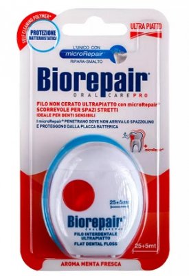 Купить биорепейр (biorepair) зубная нить ультратонкая для чувствительных десен без воска, 30м в Городце