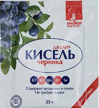 Кисель Джели плюс, со вкусом черники, гранулы 25г БАД