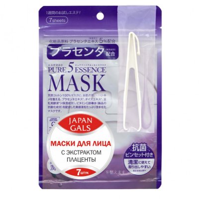 Купить japan gals (джапан галс) маска плацента pure5 essential, 7 шт в Городце