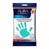 Купить aura (аура) дерма протект салфетки влажные антибактериальные алоэ, 15 шт в Городце