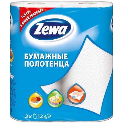 Купить полотенца бумажные zewa (зева) белые двухслойные, 2шт в Городце