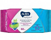 Купить aura (аура) салфетки влажные антибактериальные тропик коктейль 60шт в Городце