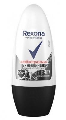 Купить rexona (рексона) антиперспирант-шарик антибактериальная+невидимая на черном и белом, 50мл в Городце