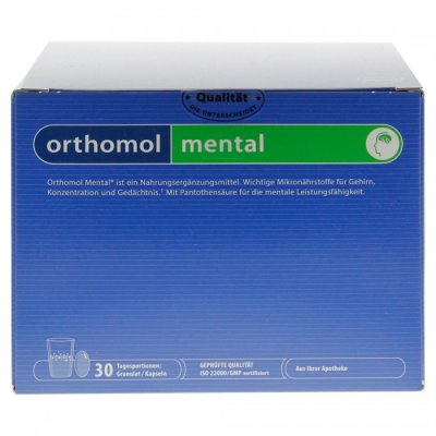 Купить orthomol mental (ортомол ментал), саше (порошок+капсулы 3шт), 30шт бад/на 30 дней в Городце