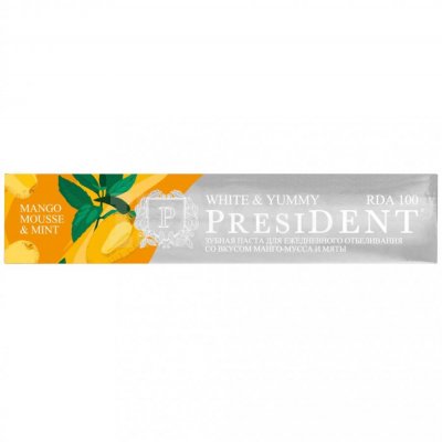 Купить президент (president) зубная паста white&yummy манго-мусс с мятой 75мл в Городце