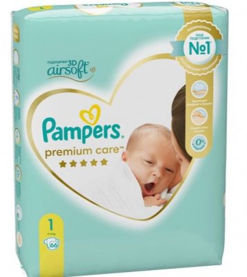Купить pampers premium care (памперс) подгузники 1 для новорожденных 2-5кг, 66шт в Городце