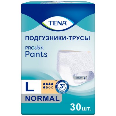 Купить tena proskin pants normal (тена) подгузники-трусы размер l, 30 шт в Городце