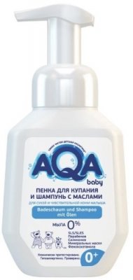 Купить aqa baby (аква беби) пенка для купания и шампунь с маслами для сухой и чувствительной кожи, 250 мл в Городце