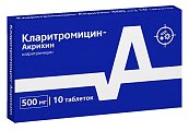 Купить кларитромицин-акрихин, таблетки, покрытые пленочной оболочкой 500мг, 10 шт в Городце