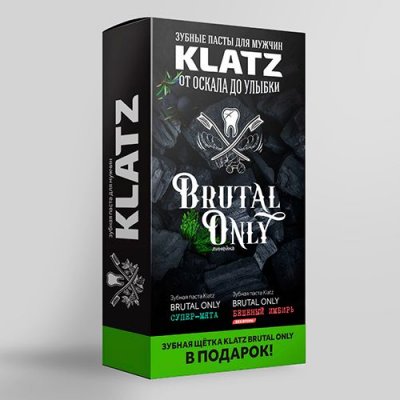 Купить klatz (клатц) набор для мужчин зубная паста мята 75мл+зубная паста имбирь 75мл+зубная щетка жесткая в Городце