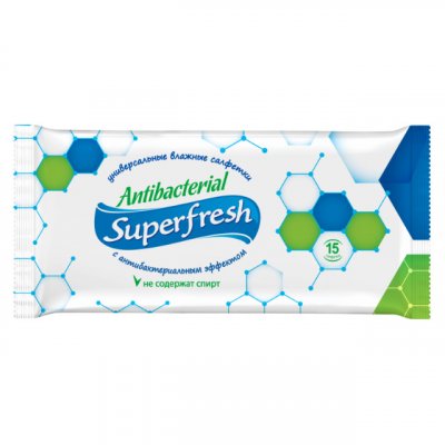 Купить superfresh (суперфреш) салфетки влажные антибактериальные 15шт в Городце