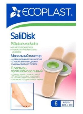 Купить ecoplast salidisk набор противомозольных пластырей 7,2 х 1,9см, 6 шт в Городце