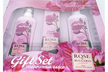 Rose of Bulgaria (Роза Болгарии) набор подарочный №3: лосьон для тела 230мл+гель для душа 230мл+ крем для рук 75мл