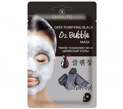 Купить skinlite (скинлайт) маска для лица черная пузырьковая древесный уголь, 20г в Городце