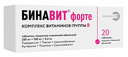 Купить бинавит форте, таблетки, покрытые пленочной оболочкой 200мг+100мг+0,2мг, 20 шт в Городце