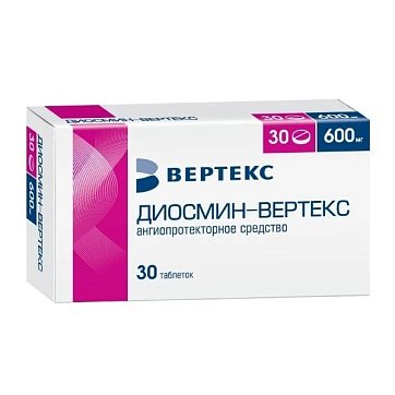 Диосмин-Вертекс, таблетки, покрытые пленочной оболочкой 600мг, 30 шт