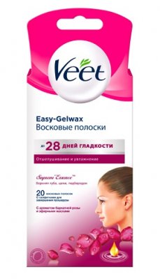 Купить veet easy-gelwax (вит) восковые полоски для лица с ароматом бархатной розы, 20 шт в Городце
