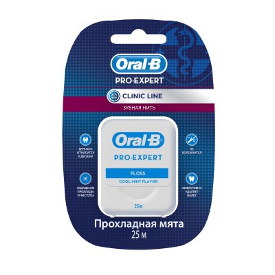 Купить oral-b (орал-би) зубная нить clinic line proexpert мятная, 25м в Городце