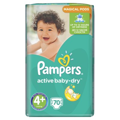 Купить pampers active baby (памперс) подгузники 4+ макси+ 10-15кг, 70шт в Городце