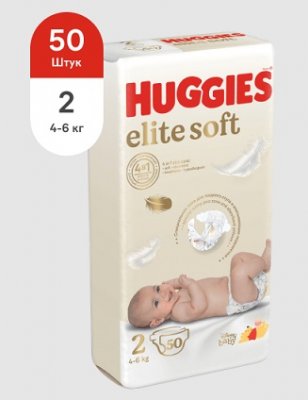 Купить huggies (хаггис) подгузники elitesoft 2, 4-6кг 50 шт в Городце