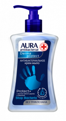 Купить aura (аура) дерма протект крем-мыло антибактериальное протект+ 250мл в Городце