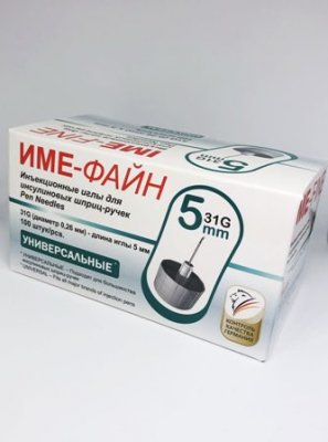 Купить иглы ime-fine для инъекций универсальные для инсулиновых шприц-ручек 31g (0,26мм х 5мм) 100 шт в Городце