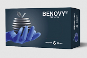 Купить перчатки benovy нитриловые нестерильные неопудренные текстурированные на пальцах размер s 50 пар, сиренево-голубые в Городце