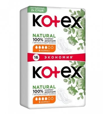 Купить kotex natural (котекс) прокладки нормал 16шт в Городце