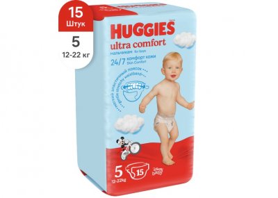 Купить huggies (хаггис) подгузники ультра комфорт для мальчиков 12-22кг 15шт в Городце